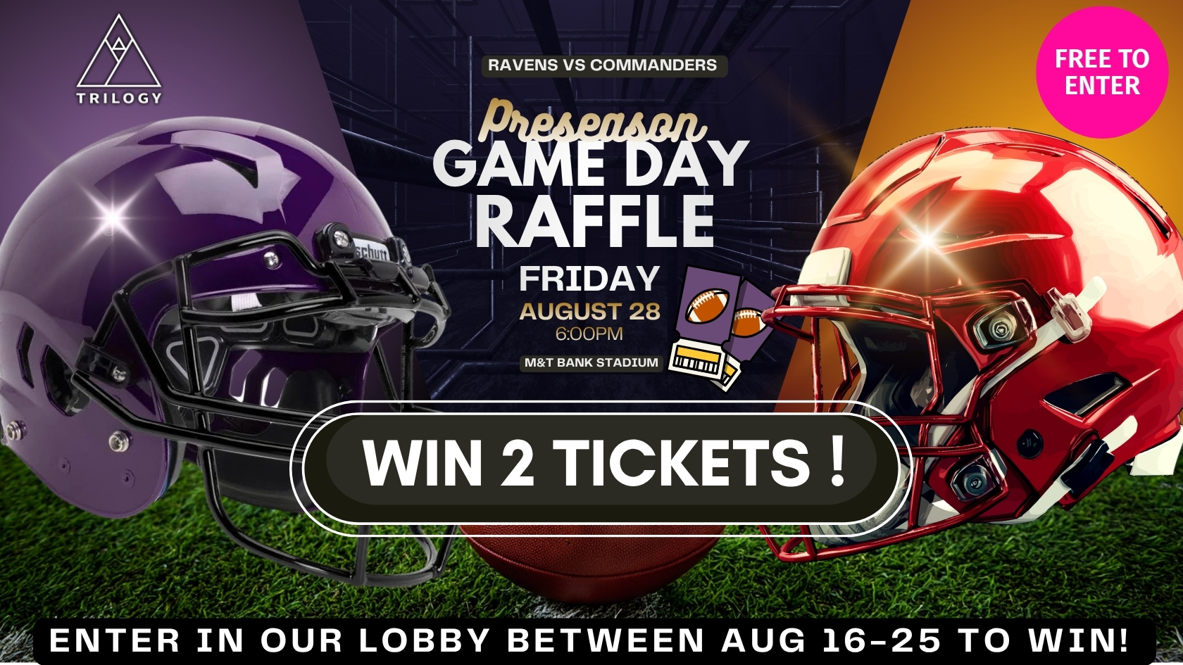 Ravens Commanders Raffle Tickets Aug 28 Game